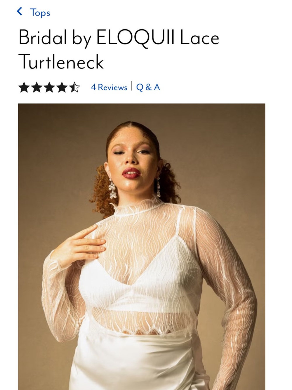 Eloquii Sheer Ivory Fringe Lace Long Sleeve Crop Top - Picture 7 of 9